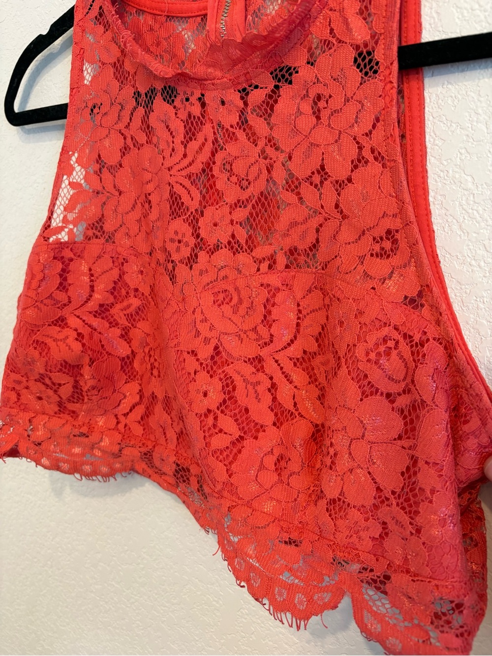Topshop Coral Lace Crop Top Sleeveless High Neck US 12 - Picture 8 of 13